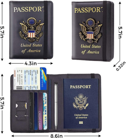 Passport Holder with RFID Blocking, Cash Pocket & Back Zipper Coin Pocket - Travel Document Holder, Magnetic Button, Multiple Card Slots - Soft PU Leather for Men and Women(AQUA GREEN)