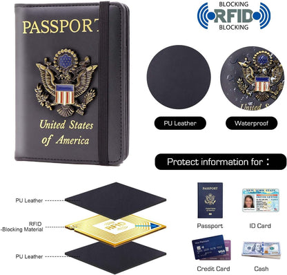 Passport Holder with RFID Blocking, Cash Pocket & Back Zipper Coin Pocket - Travel Document Holder, Magnetic Button, Multiple Card Slots - Soft PU Leather for Men and Women(AQUA GREEN)