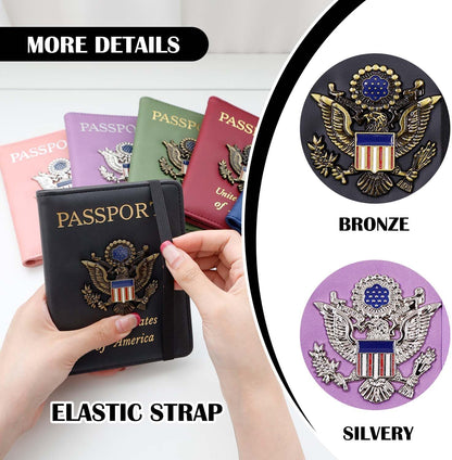 Passport Holder with RFID Blocking, Cash Pocket & Back Zipper Coin Pocket - Travel Document Holder, Magnetic Button, Multiple Card Slots - Soft PU Leather for Men and Women(AQUA GREEN)