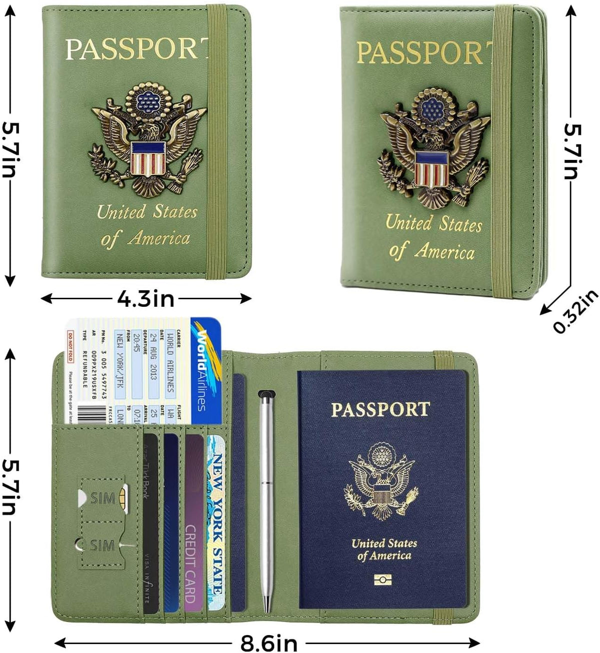 Passport Holder with RFID Blocking, Cash Pocket & Back Zipper Coin Pocket - Travel Document Holder, Magnetic Button, Multiple Card Slots - Soft PU Leather for Men and Women(AQUA GREEN)
