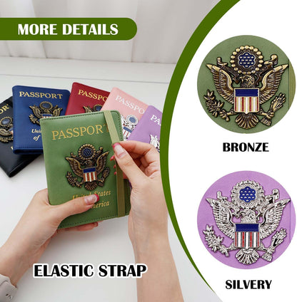 Passport Holder with RFID Blocking, Cash Pocket & Back Zipper Coin Pocket - Travel Document Holder, Magnetic Button, Multiple Card Slots - Soft PU Leather for Men and Women(AQUA GREEN)