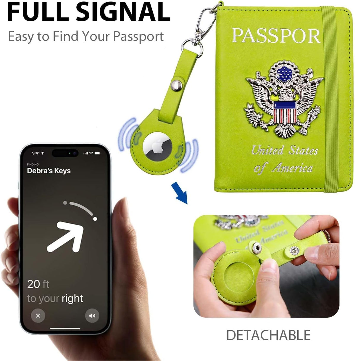 Passport Holder with RFID Blocking, Cash Pocket & Back Zipper Coin Pocket - Travel Document Holder, Magnetic Button, Multiple Card Slots - Soft PU Leather for Men and Women(AQUA GREEN)