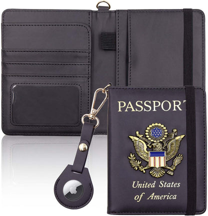Passport Holder with RFID Blocking, Cash Pocket & Back Zipper Coin Pocket - Travel Document Holder, Magnetic Button, Multiple Card Slots - Soft PU Leather for Men and Women(AQUA GREEN)