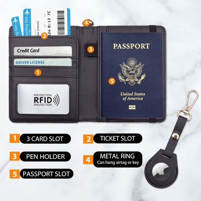 Passport Holder with RFID Blocking, Cash Pocket & Back Zipper Coin Pocket - Travel Document Holder, Magnetic Button, Multiple Card Slots - Soft PU Leather for Men and Women(AQUA GREEN)