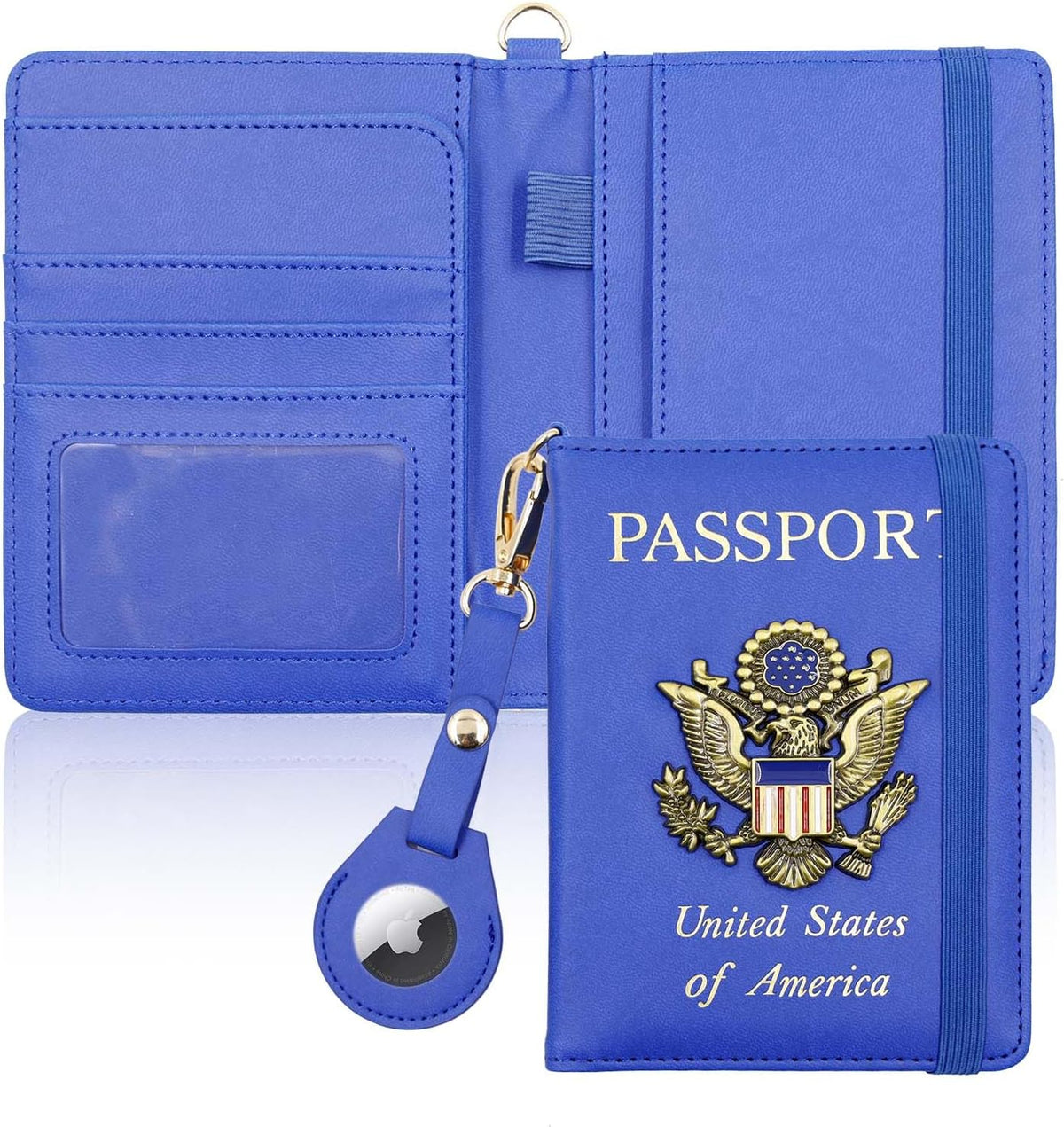 Passport Holder with RFID Blocking, Cash Pocket & Back Zipper Coin Pocket - Travel Document Holder, Magnetic Button, Multiple Card Slots - Soft PU Leather for Men and Women(AQUA GREEN)