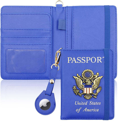Passport Holder with RFID Blocking, Cash Pocket & Back Zipper Coin Pocket - Travel Document Holder, Magnetic Button, Multiple Card Slots - Soft PU Leather for Men and Women(AQUA GREEN)