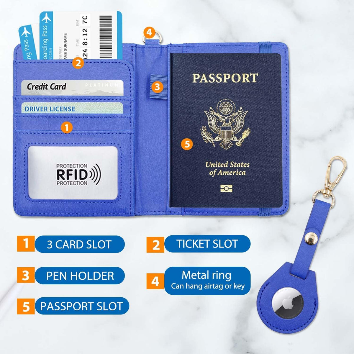 Passport Holder with RFID Blocking, Cash Pocket & Back Zipper Coin Pocket - Travel Document Holder, Magnetic Button, Multiple Card Slots - Soft PU Leather for Men and Women(AQUA GREEN)