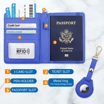Passport Holder with RFID Blocking, Cash Pocket & Back Zipper Coin Pocket - Travel Document Holder, Magnetic Button, Multiple Card Slots - Soft PU Leather for Men and Women(AQUA GREEN)
