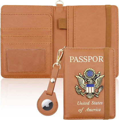 Passport Holder with RFID Blocking, Cash Pocket & Back Zipper Coin Pocket - Travel Document Holder, Magnetic Button, Multiple Card Slots - Soft PU Leather for Men and Women(AQUA GREEN)