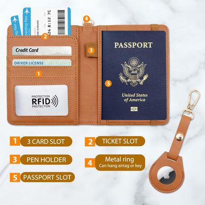 Passport Holder with RFID Blocking, Cash Pocket & Back Zipper Coin Pocket - Travel Document Holder, Magnetic Button, Multiple Card Slots - Soft PU Leather for Men and Women(AQUA GREEN)