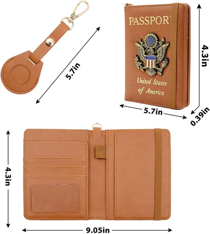Passport Holder with RFID Blocking, Cash Pocket & Back Zipper Coin Pocket - Travel Document Holder, Magnetic Button, Multiple Card Slots - Soft PU Leather for Men and Women(AQUA GREEN)