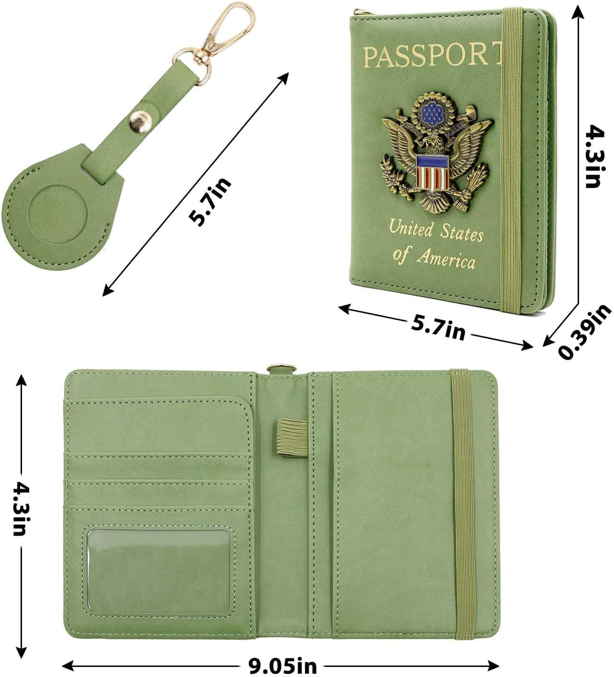 Passport Holder with RFID Blocking, Cash Pocket & Back Zipper Coin Pocket - Travel Document Holder, Magnetic Button, Multiple Card Slots - Soft PU Leather for Men and Women(AQUA GREEN)
