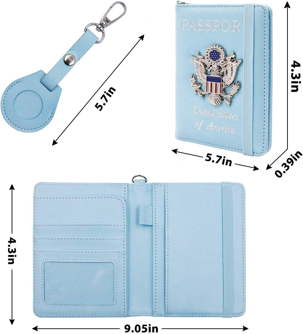 Passport Holder with RFID Blocking, Cash Pocket & Back Zipper Coin Pocket - Travel Document Holder, Magnetic Button, Multiple Card Slots - Soft PU Leather for Men and Women(AQUA GREEN)
