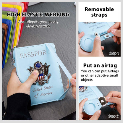Passport Holder with RFID Blocking, Cash Pocket & Back Zipper Coin Pocket - Travel Document Holder, Magnetic Button, Multiple Card Slots - Soft PU Leather for Men and Women(AQUA GREEN)