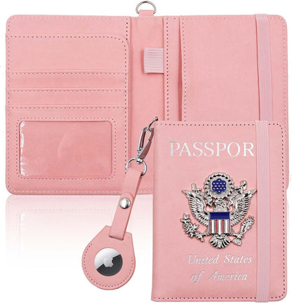 Passport Holder with RFID Blocking, Cash Pocket & Back Zipper Coin Pocket - Travel Document Holder, Magnetic Button, Multiple Card Slots - Soft PU Leather for Men and Women(AQUA GREEN)