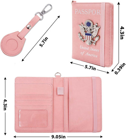 Passport Holder with RFID Blocking, Cash Pocket & Back Zipper Coin Pocket - Travel Document Holder, Magnetic Button, Multiple Card Slots - Soft PU Leather for Men and Women(AQUA GREEN)