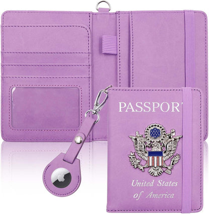 Passport Holder with RFID Blocking, Cash Pocket & Back Zipper Coin Pocket - Travel Document Holder, Magnetic Button, Multiple Card Slots - Soft PU Leather for Men and Women(AQUA GREEN)