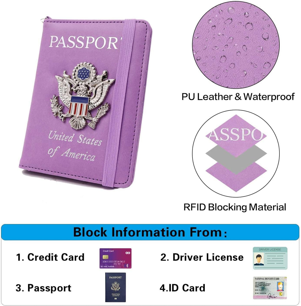 Passport Holder with RFID Blocking, Cash Pocket & Back Zipper Coin Pocket - Travel Document Holder, Magnetic Button, Multiple Card Slots - Soft PU Leather for Men and Women(AQUA GREEN)