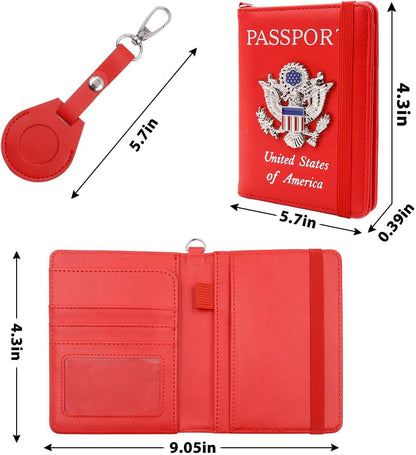 Passport Holder with RFID Blocking, Cash Pocket & Back Zipper Coin Pocket - Travel Document Holder, Magnetic Button, Multiple Card Slots - Soft PU Leather for Men and Women(AQUA GREEN)