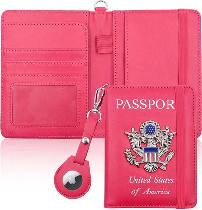 Passport Holder with RFID Blocking, Cash Pocket & Back Zipper Coin Pocket - Travel Document Holder, Magnetic Button, Multiple Card Slots - Soft PU Leather for Men and Women(AQUA GREEN)