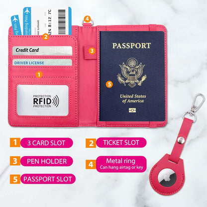 Passport Holder with RFID Blocking, Cash Pocket & Back Zipper Coin Pocket - Travel Document Holder, Magnetic Button, Multiple Card Slots - Soft PU Leather for Men and Women(AQUA GREEN)
