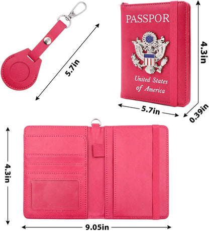 Passport Holder with RFID Blocking, Cash Pocket & Back Zipper Coin Pocket - Travel Document Holder, Magnetic Button, Multiple Card Slots - Soft PU Leather for Men and Women(AQUA GREEN)