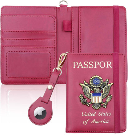 Passport Holder with RFID Blocking, Cash Pocket & Back Zipper Coin Pocket - Travel Document Holder, Magnetic Button, Multiple Card Slots - Soft PU Leather for Men and Women(AQUA GREEN)