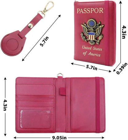 Passport Holder with RFID Blocking, Cash Pocket & Back Zipper Coin Pocket - Travel Document Holder, Magnetic Button, Multiple Card Slots - Soft PU Leather for Men and Women(AQUA GREEN)