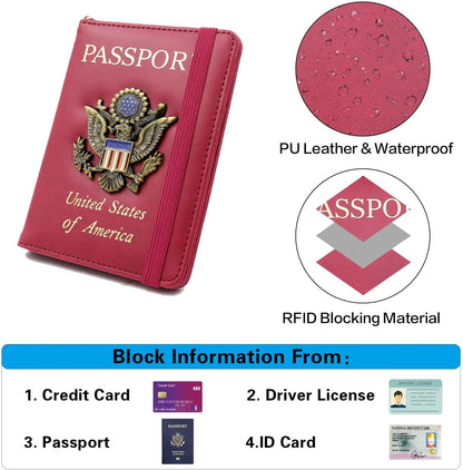 Passport Holder with RFID Blocking, Cash Pocket & Back Zipper Coin Pocket - Travel Document Holder, Magnetic Button, Multiple Card Slots - Soft PU Leather for Men and Women(AQUA GREEN)