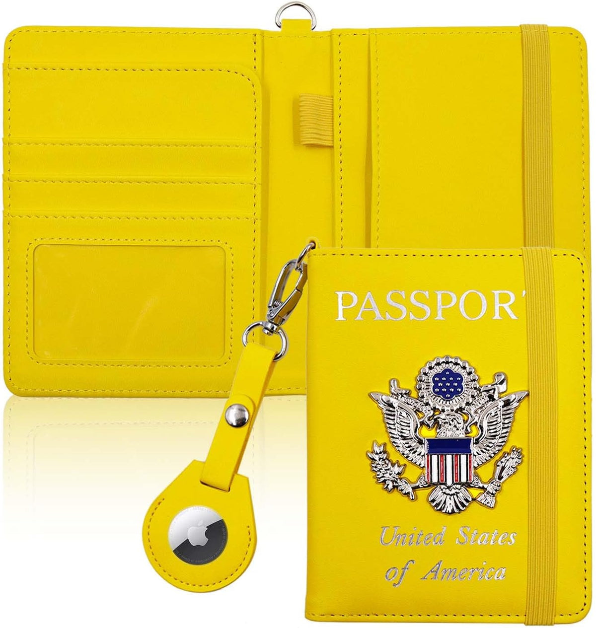 Passport Holder with RFID Blocking, Cash Pocket & Back Zipper Coin Pocket - Travel Document Holder, Magnetic Button, Multiple Card Slots - Soft PU Leather for Men and Women(AQUA GREEN)