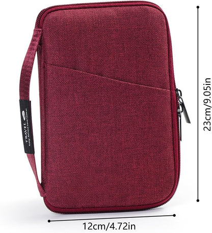 Passports Holder with Multiple Pockets for Travel Documents Oxford Fabric Storage Zipper Document Case
