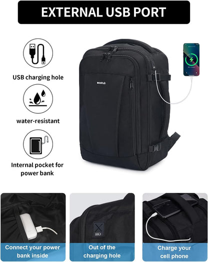 35L TSA Friendly Travel Laptop Backpack for Men and Women, Large Carry-On Business Backpack with 17.3 In Laptop Compartment, Waterproof Oxford Fabric, Anti-Theft Pocket, Multiple Pockets, Blue