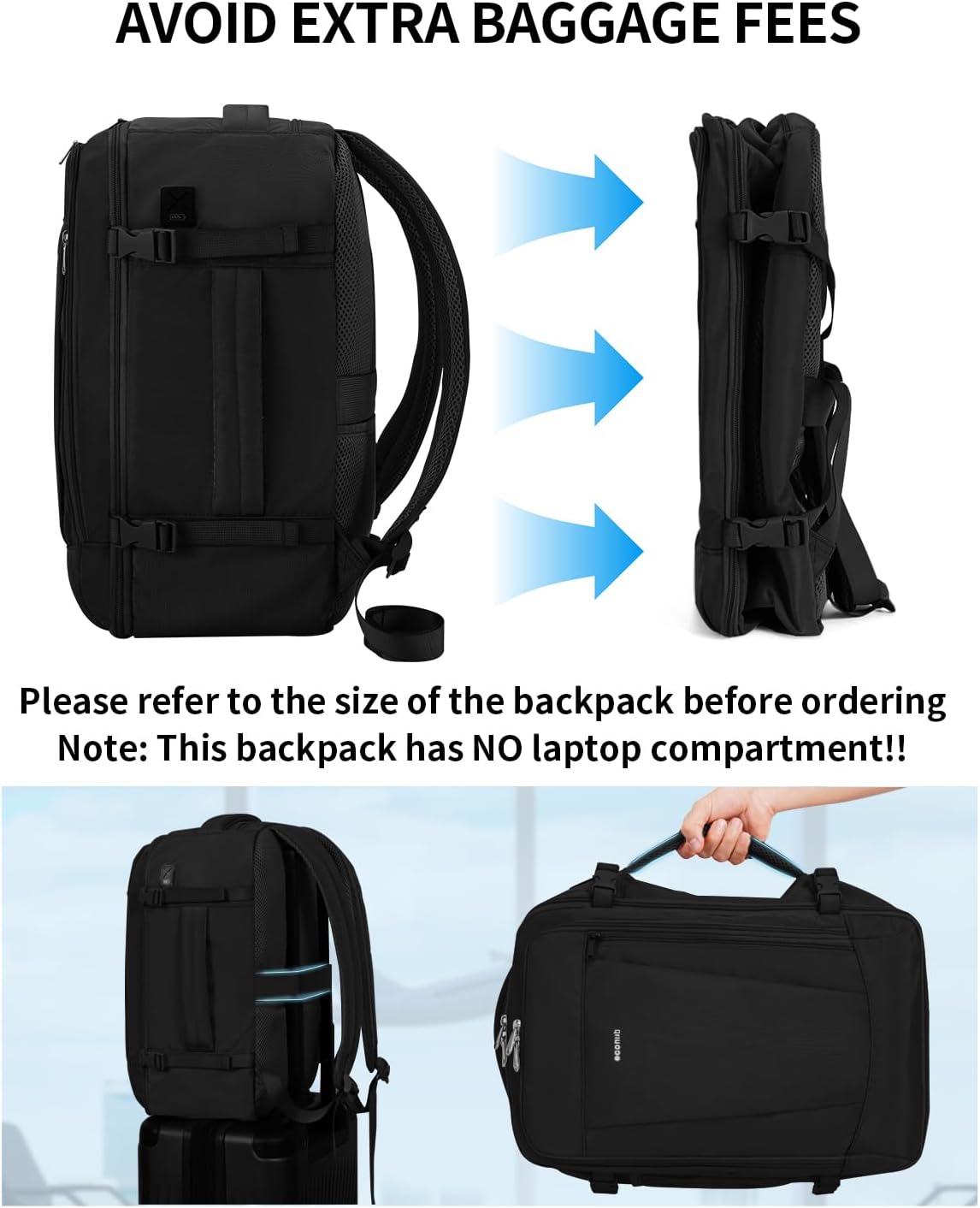 35L TSA Friendly Travel Laptop Backpack for Men and Women, Large Carry-On Business Backpack with 17.3 In Laptop Compartment, Waterproof Oxford Fabric, Anti-Theft Pocket, Multiple Pockets, Blue