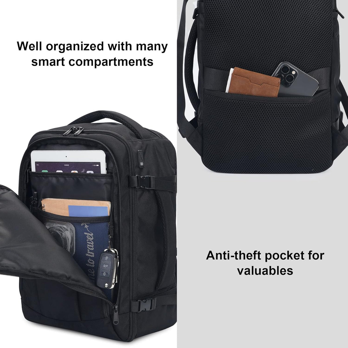 35L TSA Friendly Travel Laptop Backpack for Men and Women, Large Carry-On Business Backpack with 17.3 In Laptop Compartment, Waterproof Oxford Fabric, Anti-Theft Pocket, Multiple Pockets, Blue