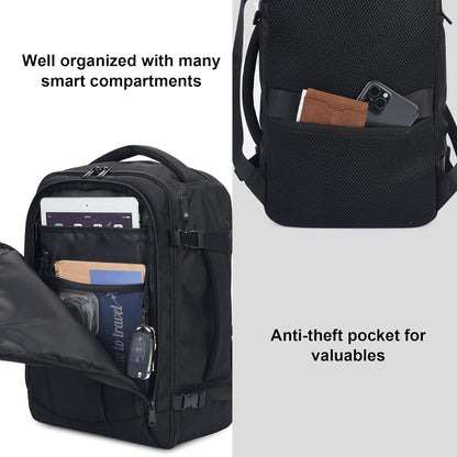 35L TSA Friendly Travel Laptop Backpack for Men and Women, Large Carry-On Business Backpack with 17.3 In Laptop Compartment, Waterproof Oxford Fabric, Anti-Theft Pocket, Multiple Pockets, Blue