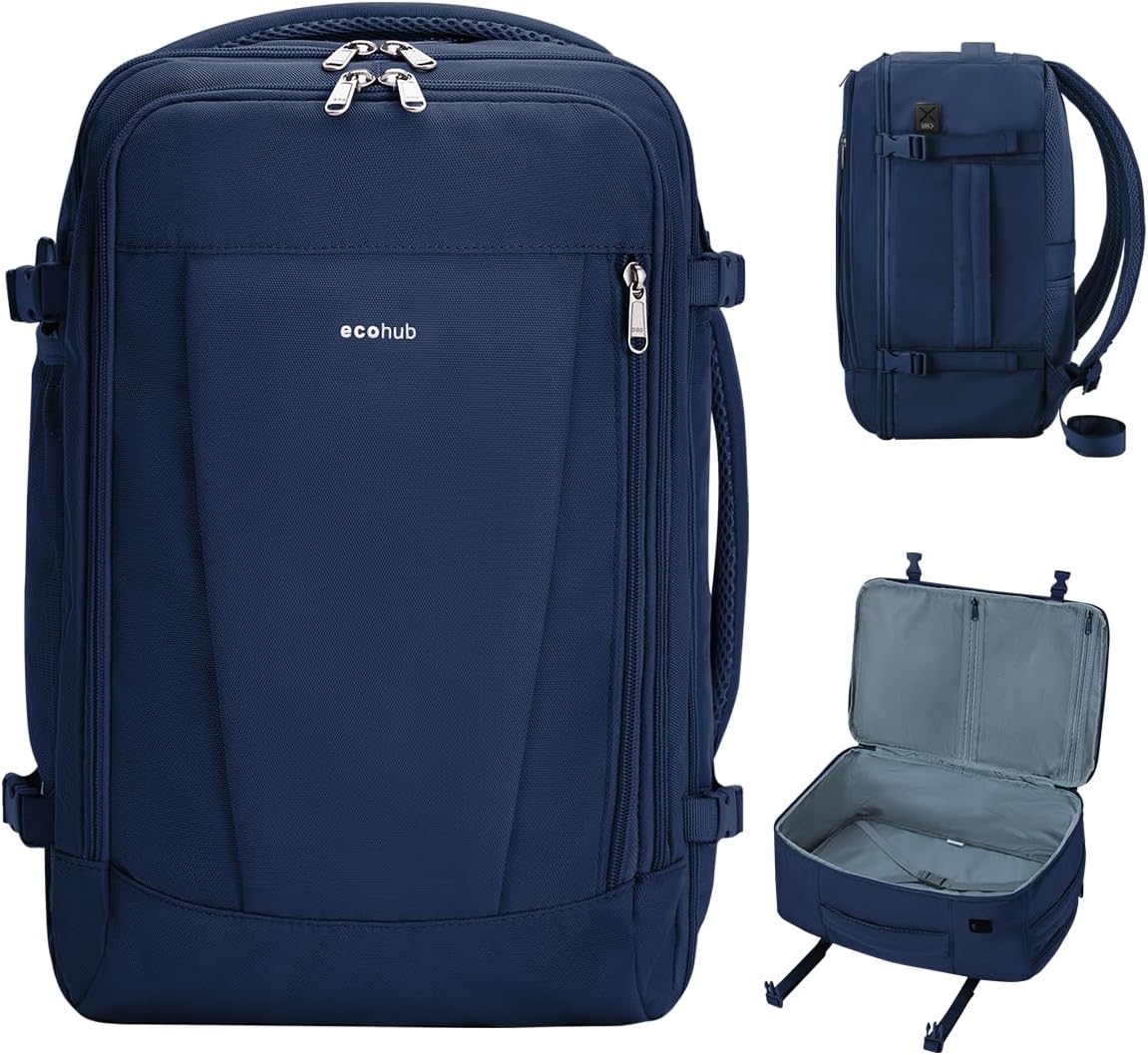 35L TSA Friendly Travel Laptop Backpack for Men and Women, Large Carry-On Business Backpack with 17.3 In Laptop Compartment, Waterproof Oxford Fabric, Anti-Theft Pocket, Multiple Pockets, Blue