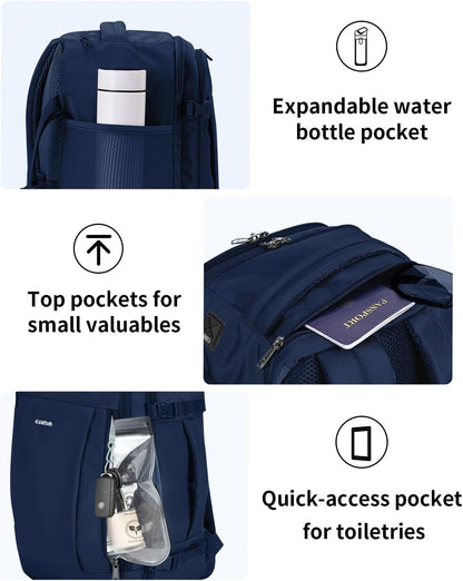 35L TSA Friendly Travel Laptop Backpack for Men and Women, Large Carry-On Business Backpack with 17.3 In Laptop Compartment, Waterproof Oxford Fabric, Anti-Theft Pocket, Multiple Pockets, Blue