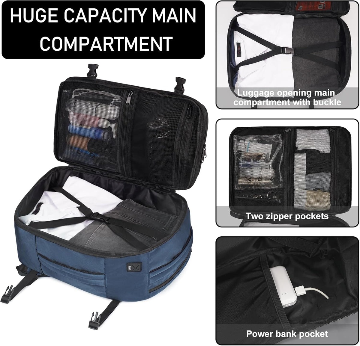 35L TSA Friendly Travel Laptop Backpack for Men and Women, Large Carry-On Business Backpack with 17.3 In Laptop Compartment, Waterproof Oxford Fabric, Anti-Theft Pocket, Multiple Pockets, Blue