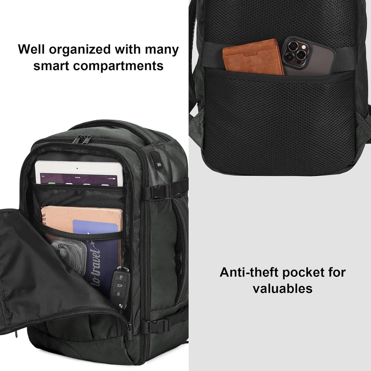 35L TSA Friendly Travel Laptop Backpack for Men and Women, Large Carry-On Business Backpack with 17.3 In Laptop Compartment, Waterproof Oxford Fabric, Anti-Theft Pocket, Multiple Pockets, Blue