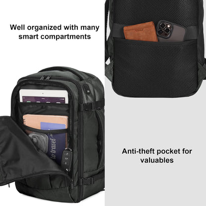 35L TSA Friendly Travel Laptop Backpack for Men and Women, Large Carry-On Business Backpack with 17.3 In Laptop Compartment, Waterproof Oxford Fabric, Anti-Theft Pocket, Multiple Pockets, Blue