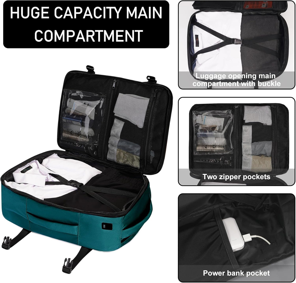 35L TSA Friendly Travel Laptop Backpack for Men and Women, Large Carry-On Business Backpack with 17.3 In Laptop Compartment, Waterproof Oxford Fabric, Anti-Theft Pocket, Multiple Pockets, Blue