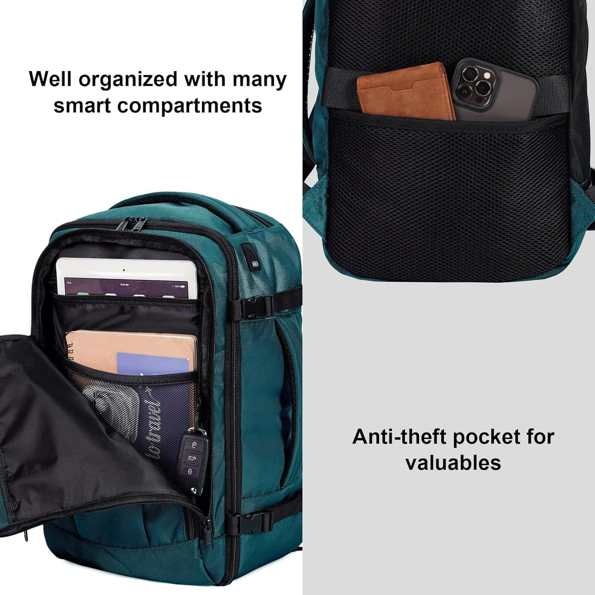 35L TSA Friendly Travel Laptop Backpack for Men and Women, Large Carry-On Business Backpack with 17.3 In Laptop Compartment, Waterproof Oxford Fabric, Anti-Theft Pocket, Multiple Pockets, Blue