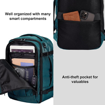 35L TSA Friendly Travel Laptop Backpack for Men and Women, Large Carry-On Business Backpack with 17.3 In Laptop Compartment, Waterproof Oxford Fabric, Anti-Theft Pocket, Multiple Pockets, Blue