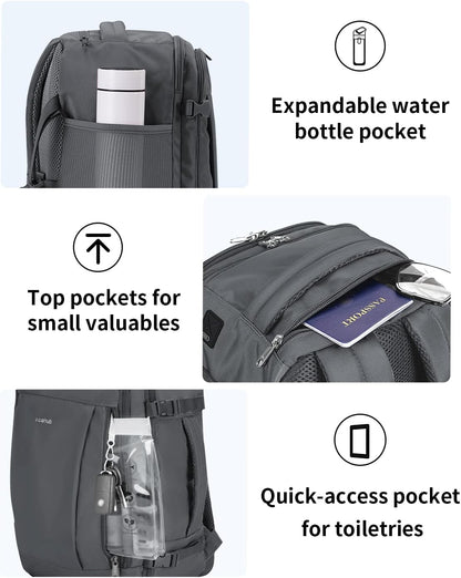 35L TSA Friendly Travel Laptop Backpack for Men and Women, Large Carry-On Business Backpack with 17.3 In Laptop Compartment, Waterproof Oxford Fabric, Anti-Theft Pocket, Multiple Pockets, Blue