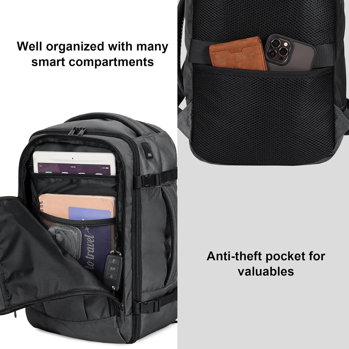 35L TSA Friendly Travel Laptop Backpack for Men and Women, Large Carry-On Business Backpack with 17.3 In Laptop Compartment, Waterproof Oxford Fabric, Anti-Theft Pocket, Multiple Pockets, Blue