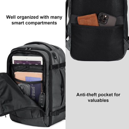 35L TSA Friendly Travel Laptop Backpack for Men and Women, Large Carry-On Business Backpack with 17.3 In Laptop Compartment, Waterproof Oxford Fabric, Anti-Theft Pocket, Multiple Pockets, Blue
