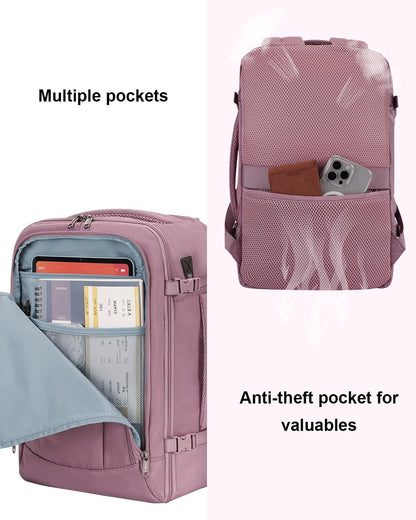 35L TSA Friendly Travel Laptop Backpack for Men and Women, Large Carry-On Business Backpack with 17.3 In Laptop Compartment, Waterproof Oxford Fabric, Anti-Theft Pocket, Multiple Pockets, Blue