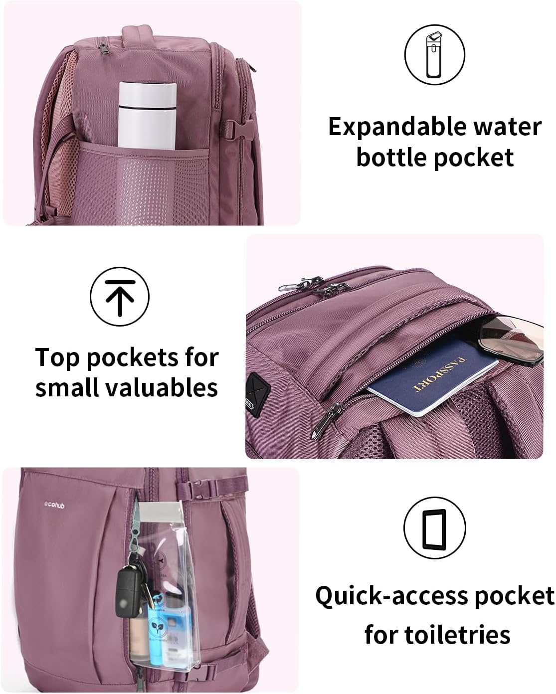 35L TSA Friendly Travel Laptop Backpack for Men and Women, Large Carry-On Business Backpack with 17.3 In Laptop Compartment, Waterproof Oxford Fabric, Anti-Theft Pocket, Multiple Pockets, Blue