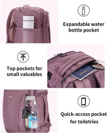 35L TSA Friendly Travel Laptop Backpack for Men and Women, Large Carry-On Business Backpack with 17.3 In Laptop Compartment, Waterproof Oxford Fabric, Anti-Theft Pocket, Multiple Pockets, Blue