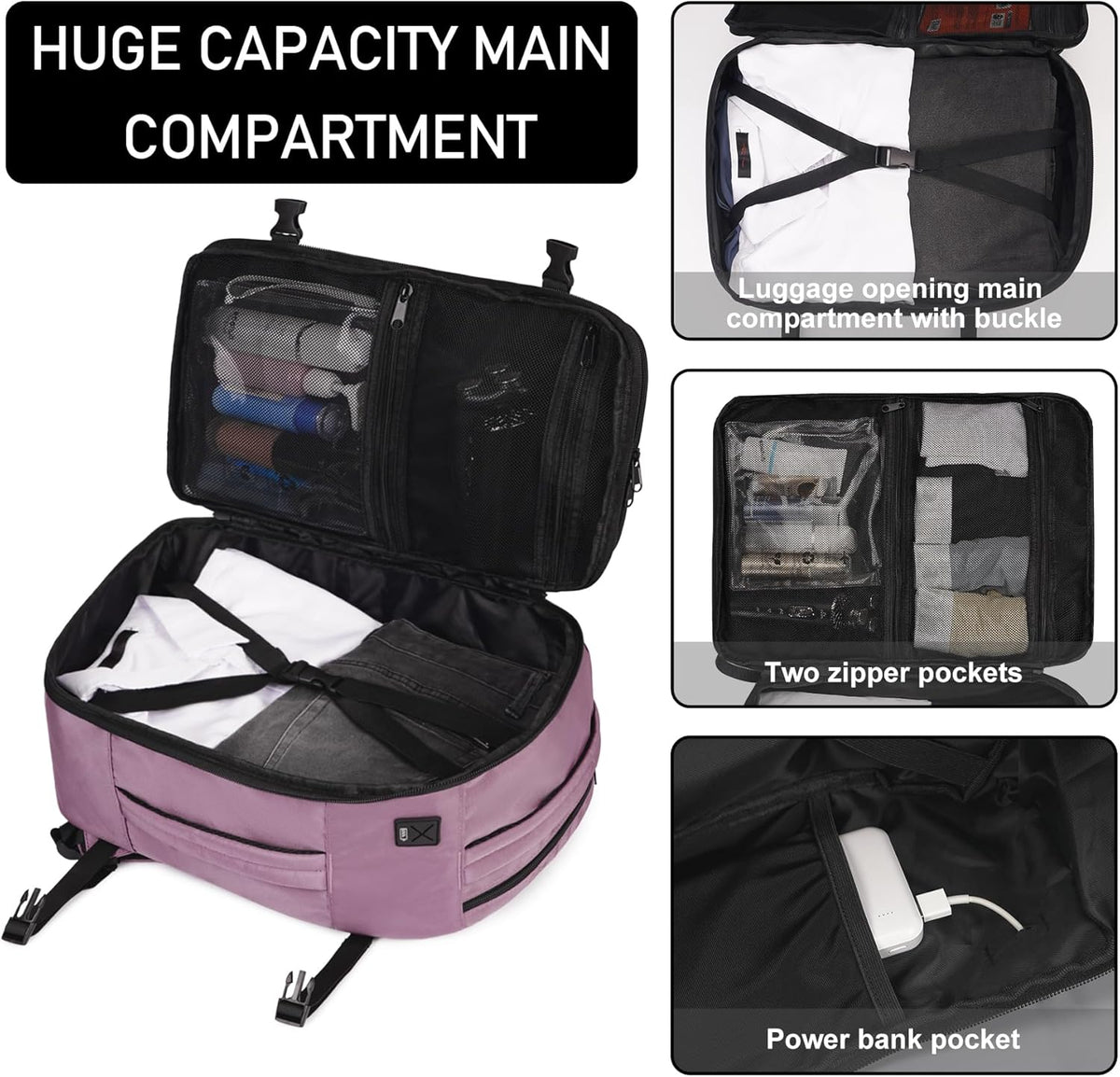 35L TSA Friendly Travel Laptop Backpack for Men and Women, Large Carry-On Business Backpack with 17.3 In Laptop Compartment, Waterproof Oxford Fabric, Anti-Theft Pocket, Multiple Pockets, Blue